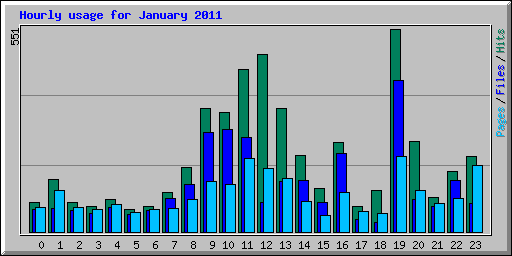 Hourly usage for January 2011